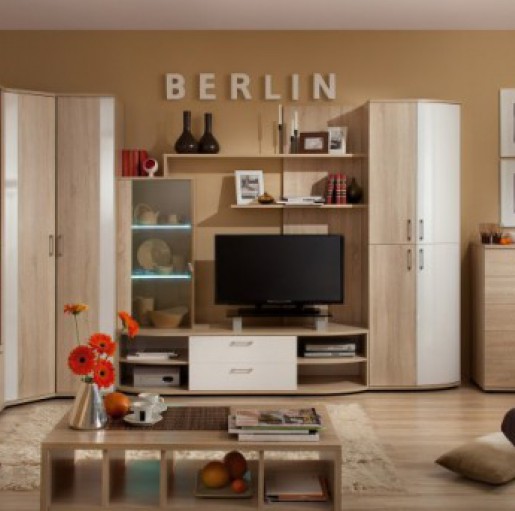 Модульная мебель для гостиной «Berlin» Шоколад Глянец, Белый Глянец