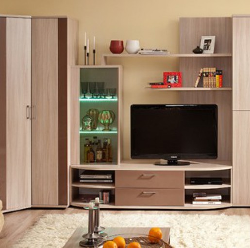 Модульная мебель для гостиной «Berlin» Шоколад Глянец, Белый Глянец