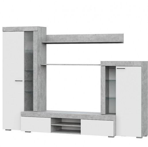 Мебель для гостиной "МГС 5" Цемент светлый / Белый