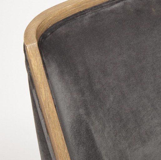 Кресло Secret de Maison BUGATTI красное дерево/ ткань флок, 50*58*84 см, Античный дуб/ ткань серая